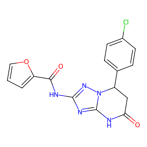 N-(7-(4-chlorophenyl)-5-oxo-4,5,6,7-tetrahydro-[1,2,4]triazolo[1,5-a]pyrimidin-2-yl)furan-2-carboxamide structure