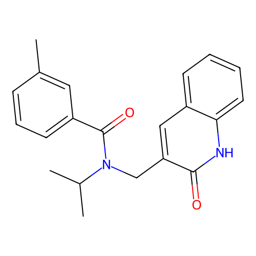 3-methyl-N-[(2-oxo-1H-quinolin-3-yl)methyl]-N-propan-2-ylbenzamide structure