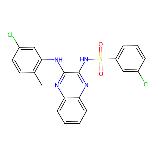 3-chloro-N-{3-[(5-chloro-2-methylphenyl)amino]quinoxalin-2-yl}benzenesulfonamide structure