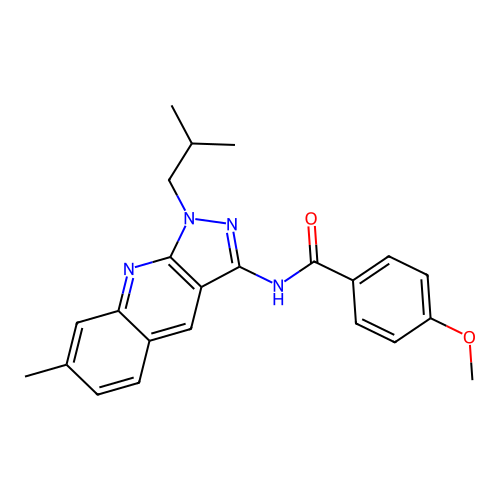 4-methoxy-N-[7-methyl-1-(2-methylpropyl)pyrazolo[3,4-b]quinolin-3-yl]benzamide structure