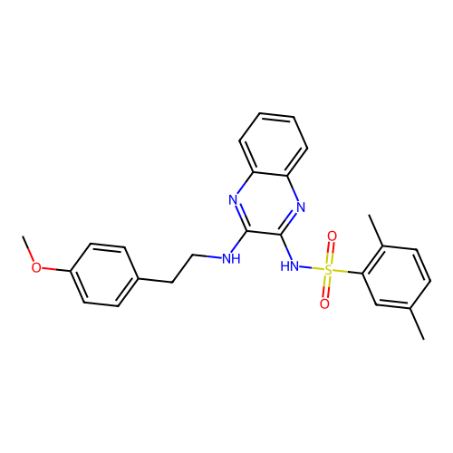 N-(3-((4-methoxyphenethyl)amino)quinoxalin-2-yl)-2,5-dimethylbenzenesulfonamide structure