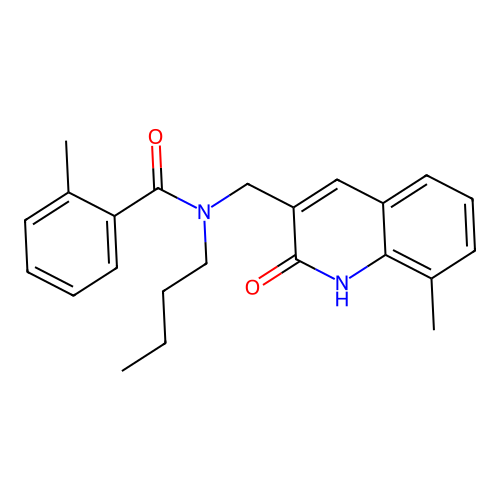N-butyl-2-methyl-N-[(8-methyl-2-oxo-1H-quinolin-3-yl)methyl]benzamide structure