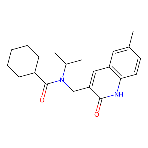 N-[(6-methyl-2-oxo-1H-quinolin-3-yl)methyl]-N-propan-2-ylcyclohexanecarboxamide structure