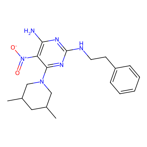 [4-Amino-6-(3,5-dimethylpiperidyl)-5-nitropyrimidin-2-yl](2-phenylethyl)amine structure