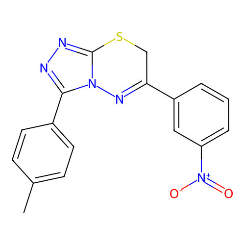 3-(4-methylphenyl)-6-(3-nitrophenyl)-7H-[1,2,4]triazolo[3,4-b][1,3,4]thiadiazine structure