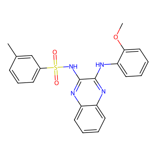 N-(3-((2-methoxyphenyl)amino)quinoxalin-2-yl)-3-methylbenzenesulfonamide structure