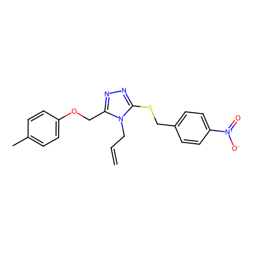 4-allyl-3-((4-nitrobenzyl)thio)-5-((p-tolyloxy)methyl)-4H-1,2,4-triazole structure