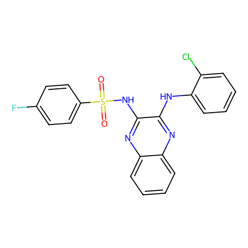 N-(3-((2-chlorophenyl)amino)quinoxalin-2-yl)-4-fluorobenzenesulfonamide structure