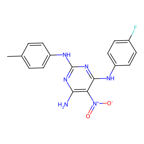 {6-Amino-2-[(4-methylphenyl)amino]-5-nitropyrimidin-4-yl}(4-fluorophenyl)amine structure