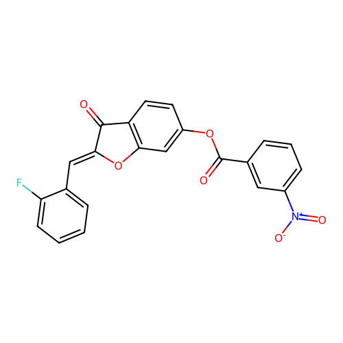 2-[(2-Fluorophenyl)methylene]-3-oxobenzo[3,4-b]furan-6-yl 3-nitrobenzoate structure