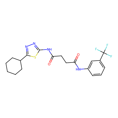 N'-(5-cyclohexyl-1,3,4-thiadiazol-2-yl)-N-[3-(trifluoromethyl)phenyl]butanediamide structure