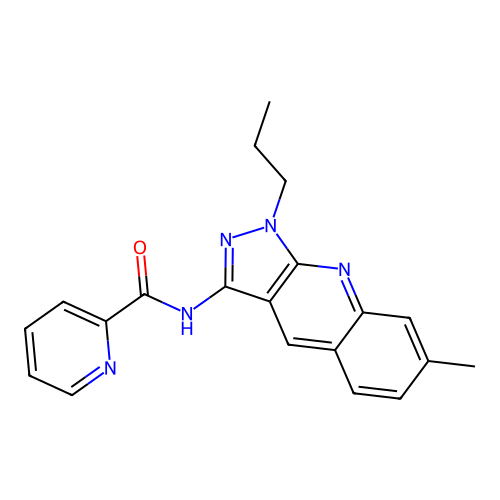 N-(7-methyl-1-propylpyrazolo[3,4-b]quinolin-3-yl)pyridine-2-carboxamide structure