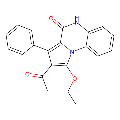 2-acetyl-1-ethoxy-3-phenylpyrrolo[1,2-a]quinoxalin-4(5H)-one structure