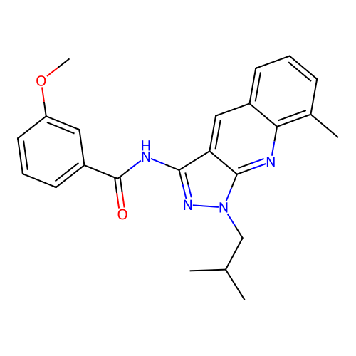3-methoxy-N-[8-methyl-1-(2-methylpropyl)pyrazolo[3,4-b]quinolin-3-yl]benzamide structure