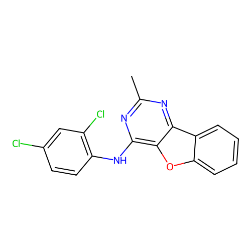 2,4-dichloro-N-[(4E)-2-methyl[1]benzofuro[3,2-d]pyrimidin-4(3H)-ylidene]aniline structure