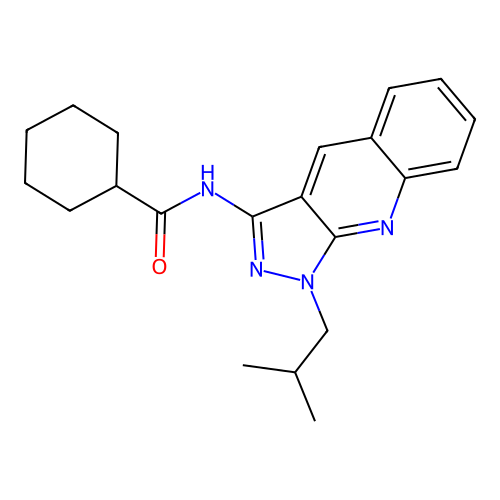 N-[1-(2-methylpropyl)pyrazolo[3,4-b]quinolin-3-yl]cyclohexanecarboxamide structure