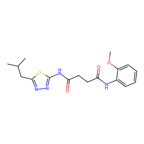N1-(5-isobutyl-1,3,4-thiadiazol-2-yl)-N4-(2-methoxyphenyl)succinamide structure