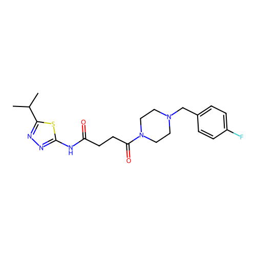 4-(4-(4-fluorobenzyl)piperazin-1-yl)-N-(5-isopropyl-1,3,4-thiadiazol-2-yl)-4-oxobutanamide structure