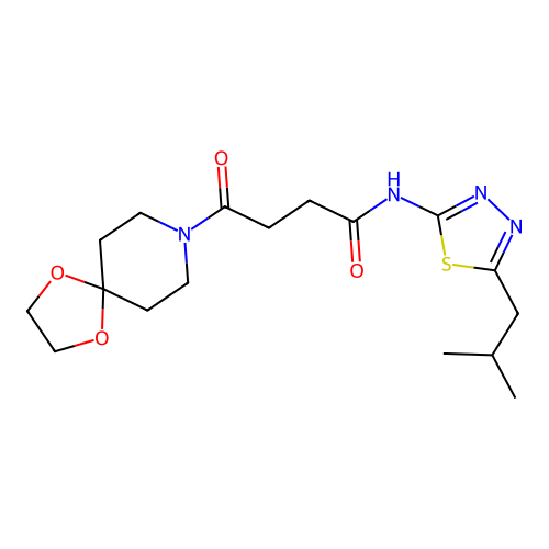4-(1,4-Dioxa-8-aza-spiro[4.5]dec-8-yl)-N-(5-isobutyl-[1,3,4]thiadiazol-2-yl)-4-oxo-butyramide structure