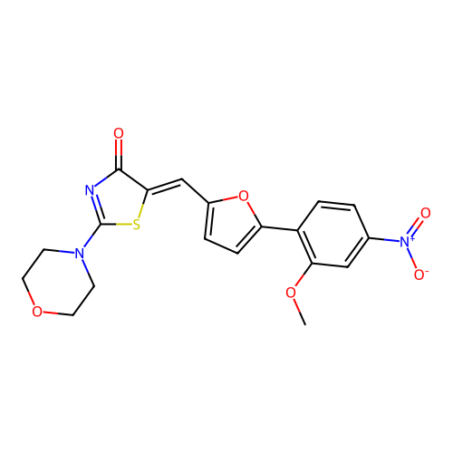 (Z)-5-((5-(2-methoxy-4-nitrophenyl)furan-2-yl)methylene)-2-morpholinothiazol-4(5H)-one structure
