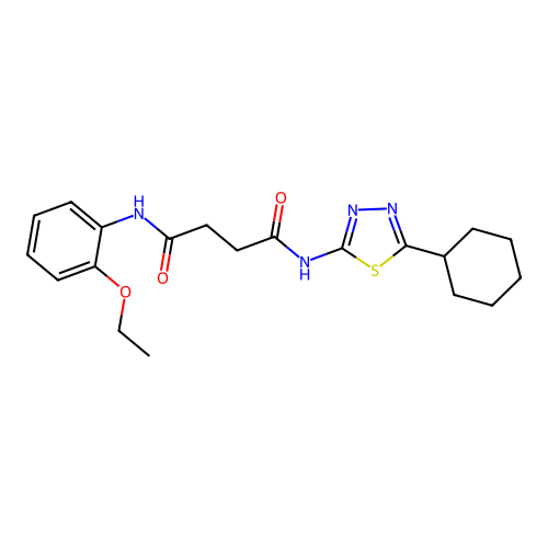 N'-(5-cyclohexyl-1,3,4-thiadiazol-2-yl)-N-(2-ethoxyphenyl)butanediamide structure