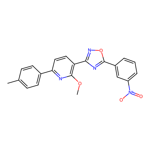 3-[2-Methoxy-6-(4-methylphenyl)pyridin-3-yl]-5-(3-nitrophenyl)-1,2,4-oxadiazole structure