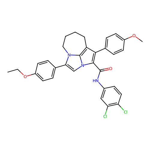 N-(3,4-dichlorophenyl)-4-(4-ethoxyphenyl)-1-(4-methoxyphenyl)-5,6,7,8-tetrahydro-2a,4a-diazacyclopenta[cd]azulene-2-carboxamide structure