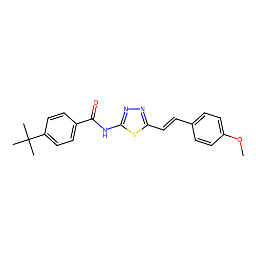 (E)-4-(tert-butyl)-N-(5-(4-methoxystyryl)-1,3,4-thiadiazol-2-yl)benzamide structure