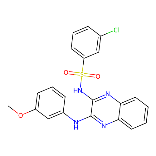3-chloro-N-{3-[(3-methoxyphenyl)amino]quinoxalin-2-yl}benzenesulfonamide structure