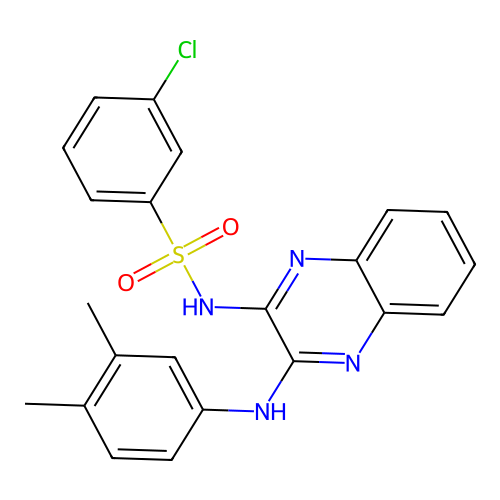 3-chloro-N-(3-((3,4-dimethylphenyl)amino)quinoxalin-2-yl)benzenesulfonamide structure