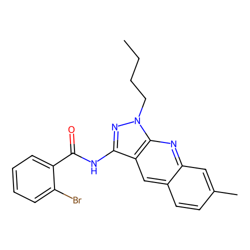 2-bromo-N-(1-butyl-7-methylpyrazolo[3,4-b]quinolin-3-yl)benzamide structure