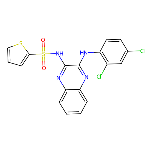 N-(3-((2,4-dichlorophenyl)amino)quinoxalin-2-yl)thiophene-2-sulfonamide structure