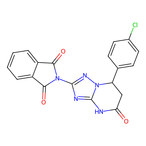2-(7-(4-chlorophenyl)-5-oxo-4,5,6,7-tetrahydro-[1,2,4]triazolo[1,5-a]pyrimidin-2-yl)isoindoline-1,3-dione structure