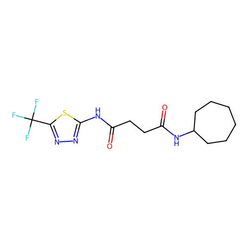 N-Cycloheptyl-N'-(5-trifluoromethyl-[1,3,4]thiadiazol-2-yl)-succinamide structure