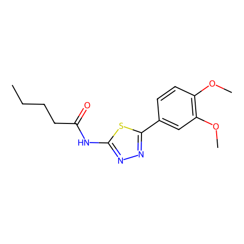 N-[5-(3,4-dimethoxyphenyl)-1,3,4-thiadiazol-2-yl]pentanamide structure