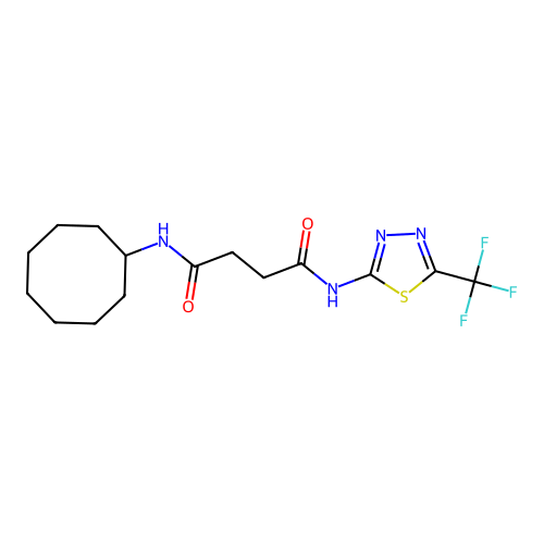 N-Cyclooctyl-N'-(5-trifluoromethyl-[1,3,4]thiadiazol-2-yl)-succinamide structure