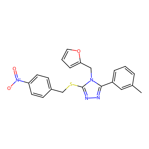 4-(2-furylmethyl)-5-(3-methylphenyl)-3-[(4-nitrophenyl)methylthio]-1,2,4-triaz ole structure