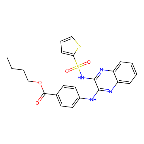 Butyl 4-({3-[(thiophen-2-ylsulfonyl)amino]quinoxalin-2-yl}amino)benzoate structure