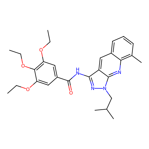 3,4,5-triethoxy-N-(1-isobutyl-8-methyl-1H-pyrazolo[3,4-b]quinolin-3-yl)benzamide structure