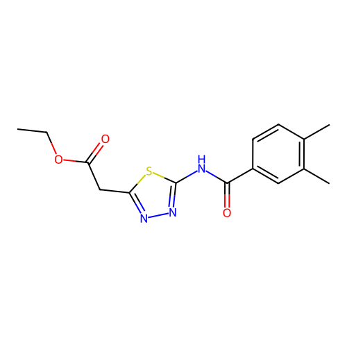 ethyl 2-(5-(3,4-dimethylbenzamido)-1,3,4-thiadiazol-2-yl)acetate structure