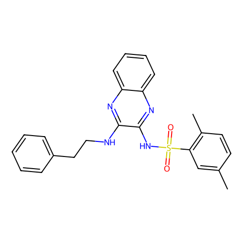 2,5-dimethyl-N-(3-(phenethylamino)quinoxalin-2-yl)benzenesulfonamide structure
