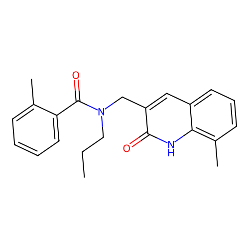 2-methyl-N-[(8-methyl-2-oxo-1H-quinolin-3-yl)methyl]-N-propylbenzamide structure