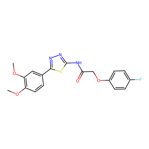 N-(5-(3,4-dimethoxyphenyl)-1,3,4-thiadiazol-2-yl)-2-(4-fluorophenoxy)acetamide structure