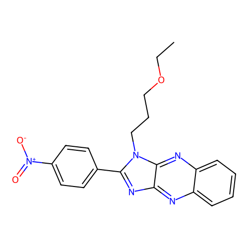 1-(3-ethoxypropyl)-2-(4-nitrophenyl)-1H-imidazo[4,5-b]quinoxaline structure