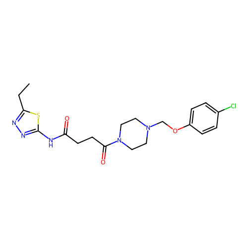 4-(4-((4-chlorophenoxy)methyl)piperazin-1-yl)-N-(5-ethyl-1,3,4-thiadiazol-2-yl)-4-oxobutanamide structure