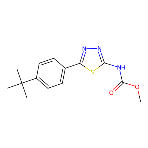 methyl [(2E)-5-(4-tert-butylphenyl)-1,3,4-thiadiazol-2(3H)-ylidene]carbamate structure
