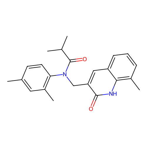 N-(2,4-dimethylphenyl)-N-((2-hydroxy-8-methylquinolin-3-yl)methyl)isobutyramide structure