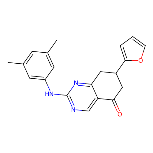 2-(3,5-dimethylanilino)-7-(furan-2-yl)-7,8-dihydro-6H-quinazolin-5-one structure