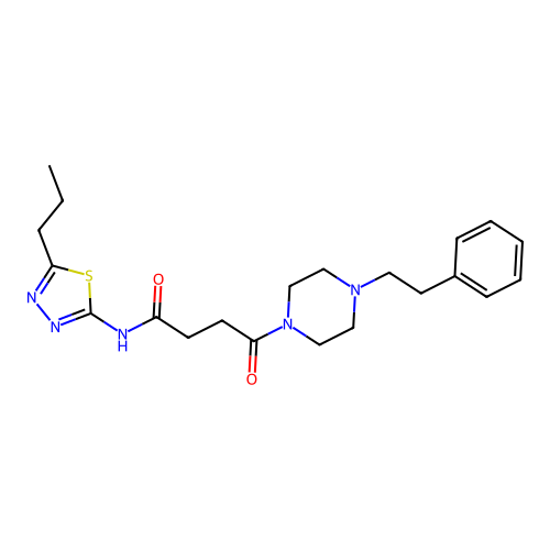 4-oxo-4-(4-phenethylpiperazin-1-yl)-N-(5-propyl-1,3,4-thiadiazol-2-yl)butanamide structure