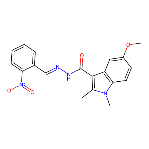5-methoxy-1,2-dimethyl-N'-(2-nitrobenzylidene)-1H-indole-3-carbohydrazide structure